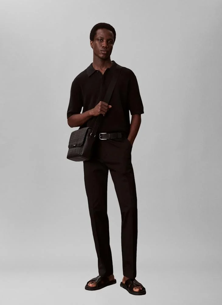 CALVIN KLEIN Embossed Emblem Logo Flap Messenger Bag